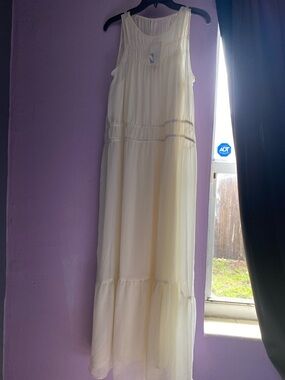 a new day Cream Maxi Dress - Sleeveless Tiered Sundress